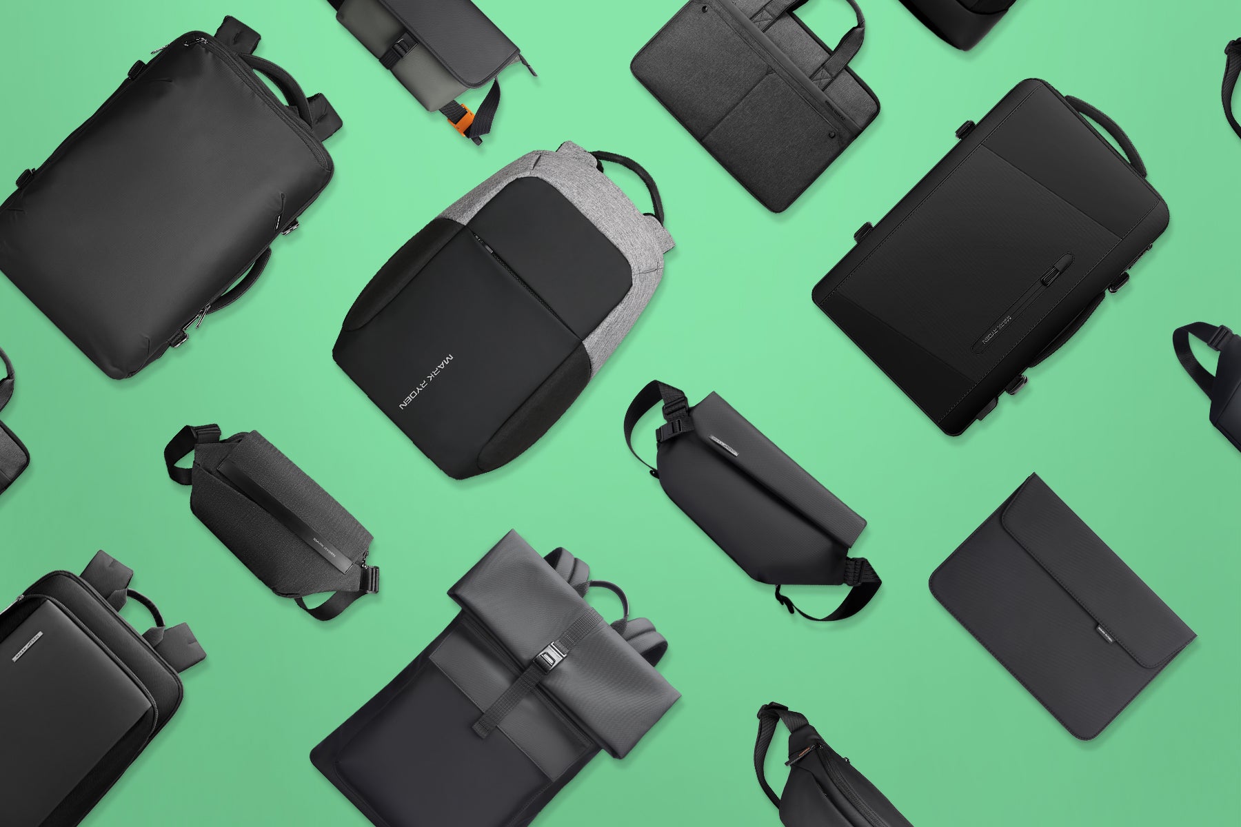 Mark Ryden multifunctional anti-theft backpacks & travel bags on green