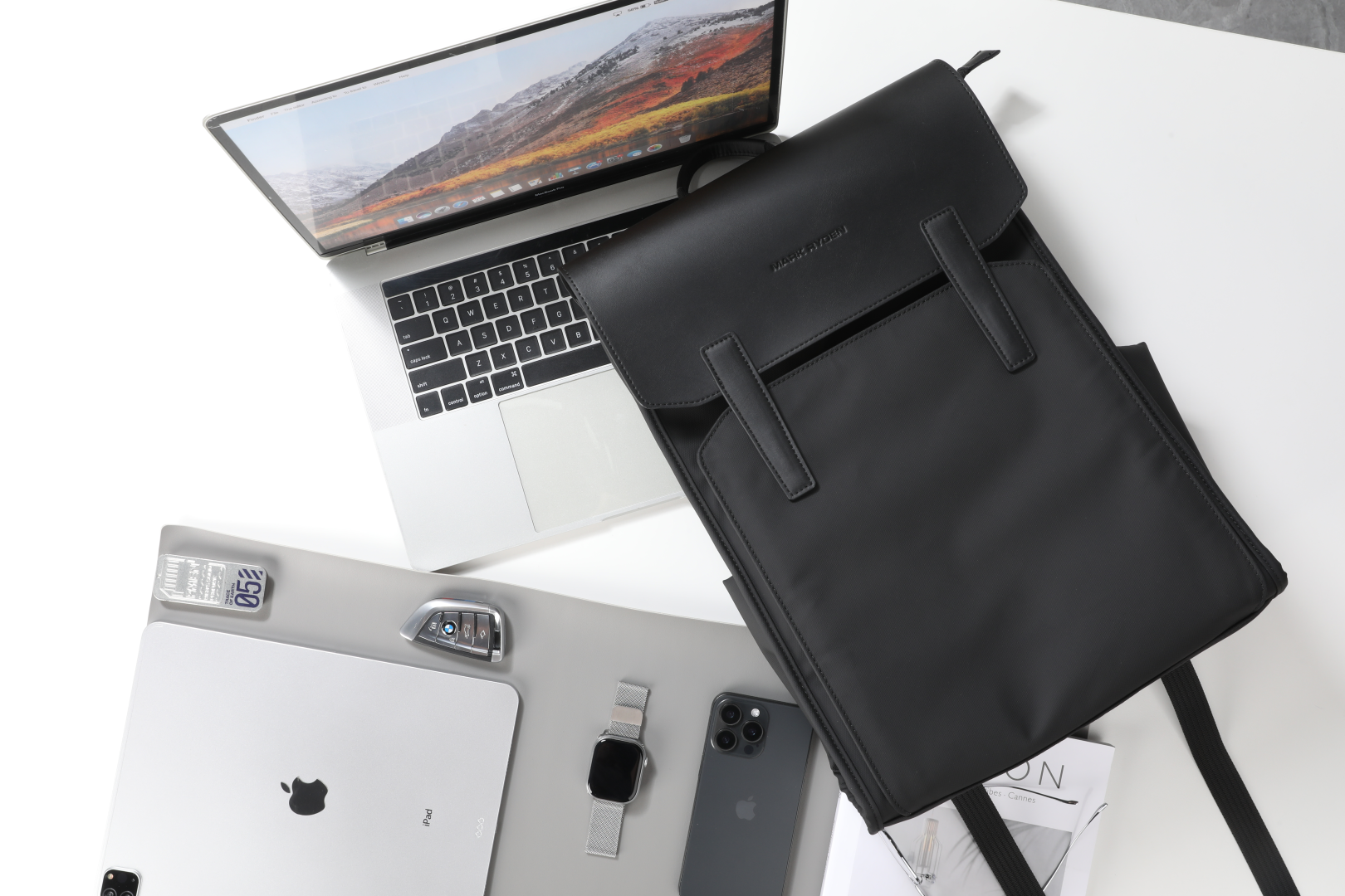 Black MarkRyden anti-theft backpack with tech gear for cleaning tutorial