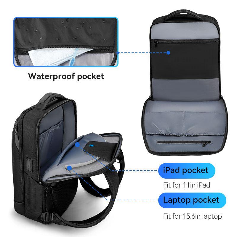 MarkRyden Global lightweight dual-material backpack w/waterproof pocket, iPad & laptop compartments