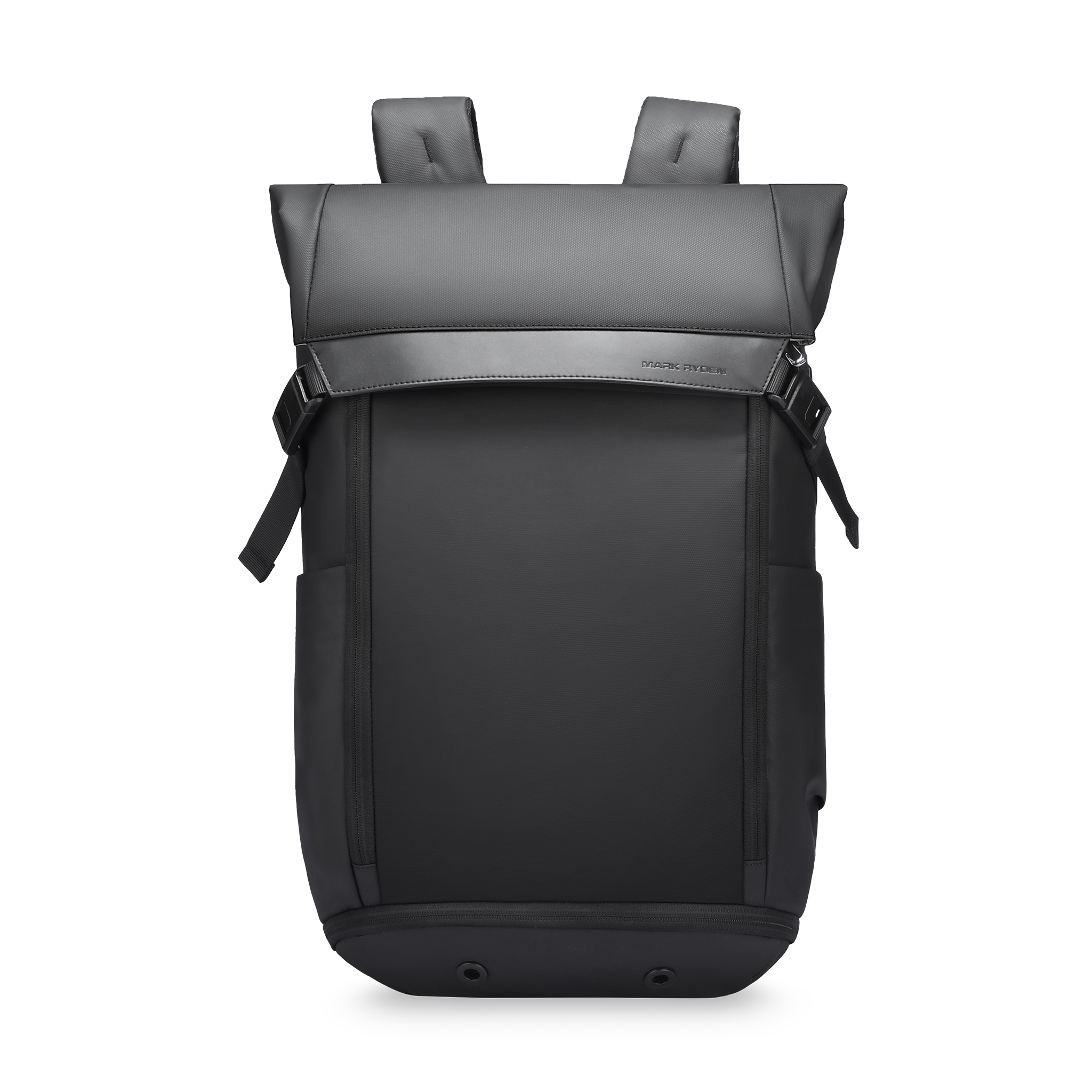 Mark Ryden Urban Travel Multifunctional Backpack in dark gray with black accents, featuring roll-top closure, side pockets, and durable fabric for modern travelers.