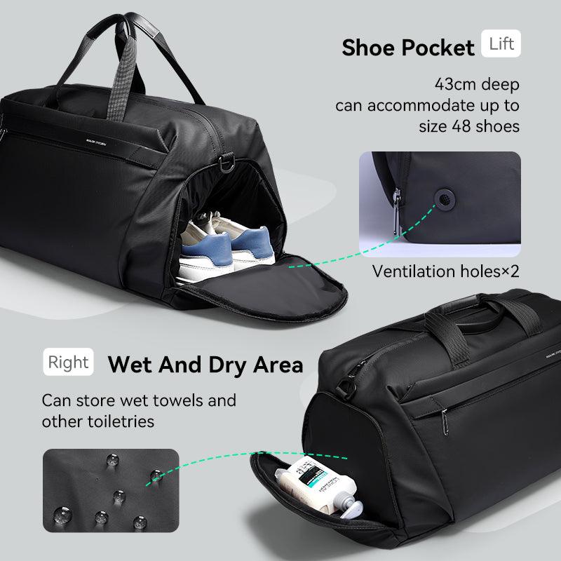 Mark Ryden Global black multifunctional fitness sports bag with shoe pocket and wet dry area
