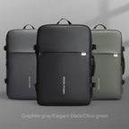 Mark Ryden backpacks: graphite/black/olive green, multi-compartment, minimalist design