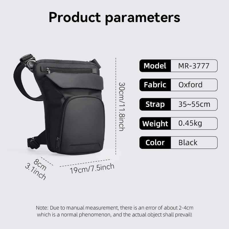 MarkRyden Global black leather multifunctional crossbody bag - waterproof, anti-scratch, adjustable strap