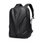 Black Mark Ryden backpack with leather membrane material, waterproof and scratch-resistant design, featuring multiple zippers and high capacity for travel.