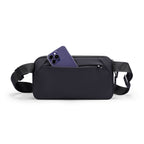 Black anti-theft waist bag with phone in pocket - MarkRyden Global travel companion