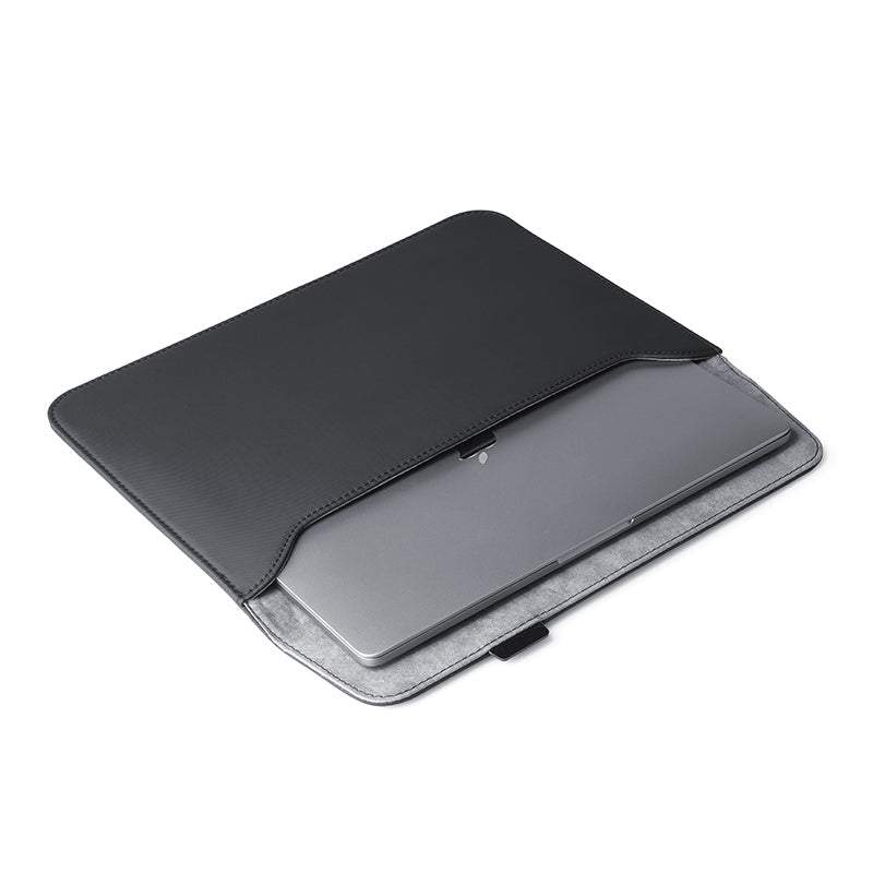 Anti-theft modern slim black laptop sleeve by Mark Ryden Global, fits 13.3-15.4 inch laptop