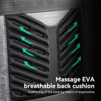 Mark Ryden large capacity backpack with ergonomic massage EVA breathable back cushion featuring green airflow arrows for daily use