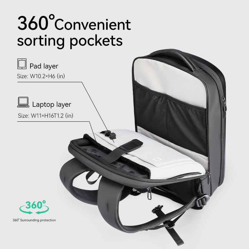 Mark Ryden Global waterproof hard-shell laptop backpack with 360° sorting compartments
