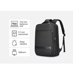 Mark Ryden Global black anti-theft travel backpack with 15.6" laptop, 9.7" iPad pockets, water repellent, USB port