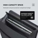 Mark Ryden Global black Oxford backpack interior with 15.6-inch laptop compartment