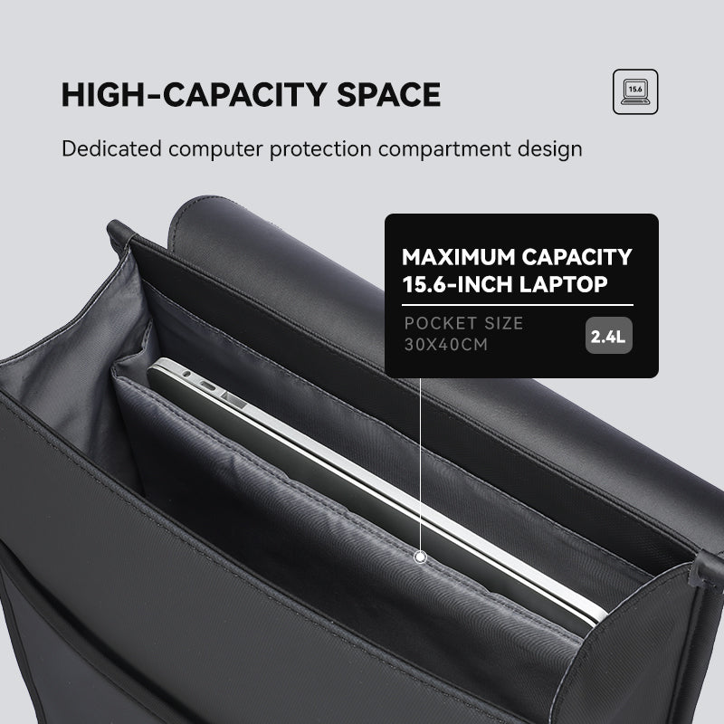 Mark Ryden Global black Oxford backpack interior with 15.6-inch laptop compartment