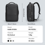 Mark Ryden Squero III multi-switch daily backpack, black PU+Oxford material, 42x30cm capacity model