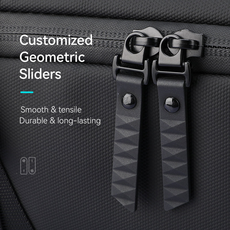 Customized geometric zipper sliders on waterproof leather computer backpack