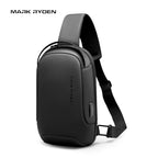 Black Mark Ryden Torino multifunctional sling bag with USB port, adjustable shoulder strap, hidden pockets, and secure design.