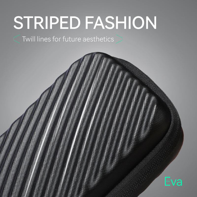 MarkRyden Global black striped twill crossbody travel purse