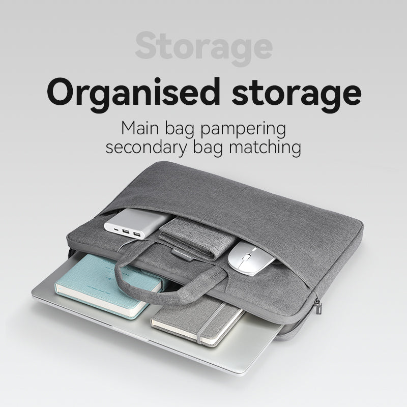 Gray business laptop bag with organised storage for 13.3-15.6 inch laptops