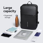 Mark Ryden black anti-theft backpack with organized storage for travel items