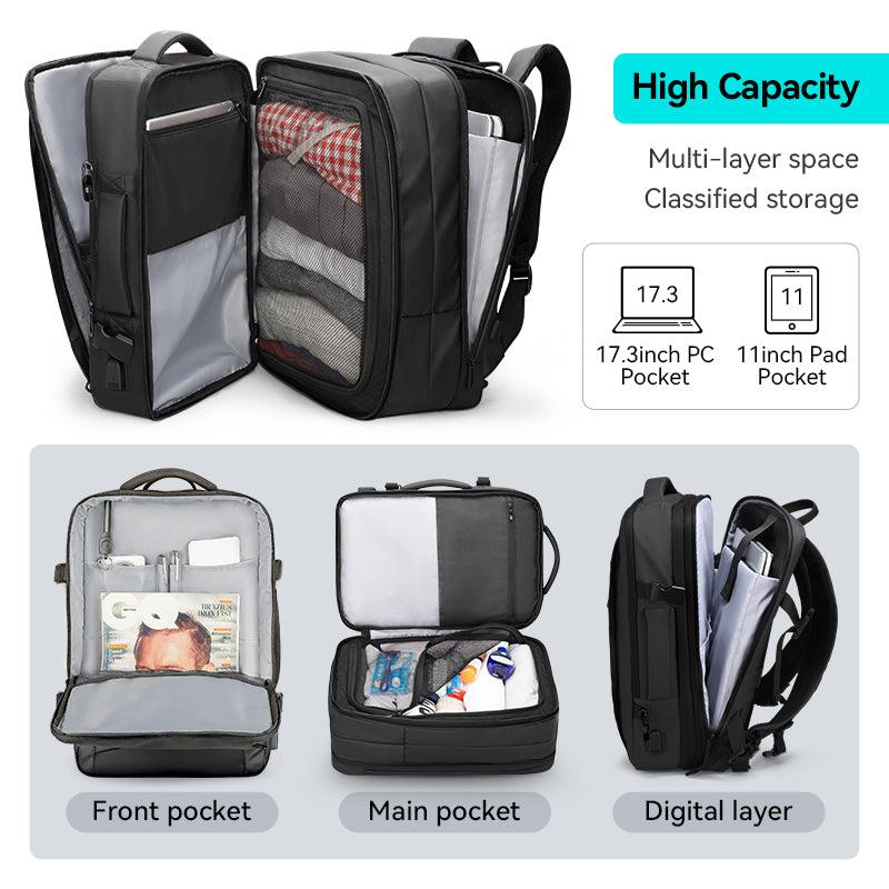 MarkRyden Global expandable laptop backpack with 17.3inch PC pocket & organized storage