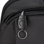 MarkRyden Global slim black backpack zipper pull with key ring attachment