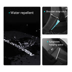 Mark Ryden backpack: water repellent, blue shoulder strap catch, eyeglasses space - compacto carry-on