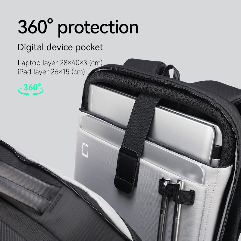Mark Ryden Global's Ratio Arc Apex hard-shell work backpack with 360° protection and digital device pockets