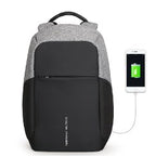Gray/black anti-theft USB charging backpack by MarkRyden Global