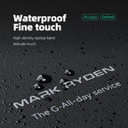 Mark Ryden waterproof ripstop backpack material test with water droplets