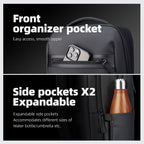 Mark Ryden Global UrbanFlex Lite backpack - front organizer pocket with phone, expandable side pockets