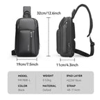 Black oxford anti-theft crossbody bag, 32cm, Mark Ryden Global