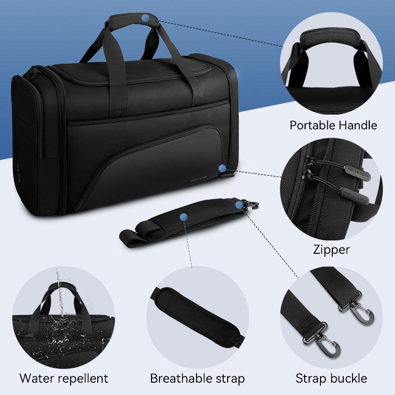 Mark Ryden Global black travel gym bag with portable handle, zipper & water repel feature