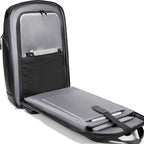 Vanguard splash-proof black-gray commuter backpack with USB port, organized interior