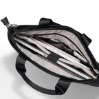 Black FortiCore anti-theft laptop briefcase with organized interior for modern travelers