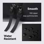 AquaLite black waterproof PU leather sling bag with YKK smooth, easy-pull zippers and water-resistant feature by Mark Ryden