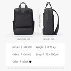 BreezePack lightweight black oxford backpack - 39cm tall, removable straps