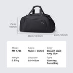 MarkRyden Global TripVault black nylon travel duffel with shoe compartment