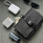 Mark Ryden Global black toiletry bag with buckle, travel accessories, modern design