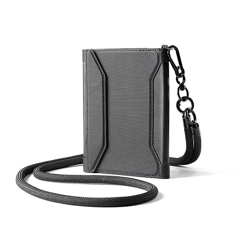 MarkRyden Global black anti-theft crossbody travel wallet with carabiner strap