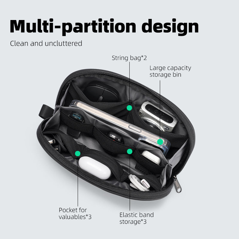 MARK RYDEN Global's NanoGrid black multi-partition digital organizer with storage compartments