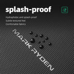 Mark Ryden StealthChest: Black textured waterproof fabric with water droplets showing splash-proof feature