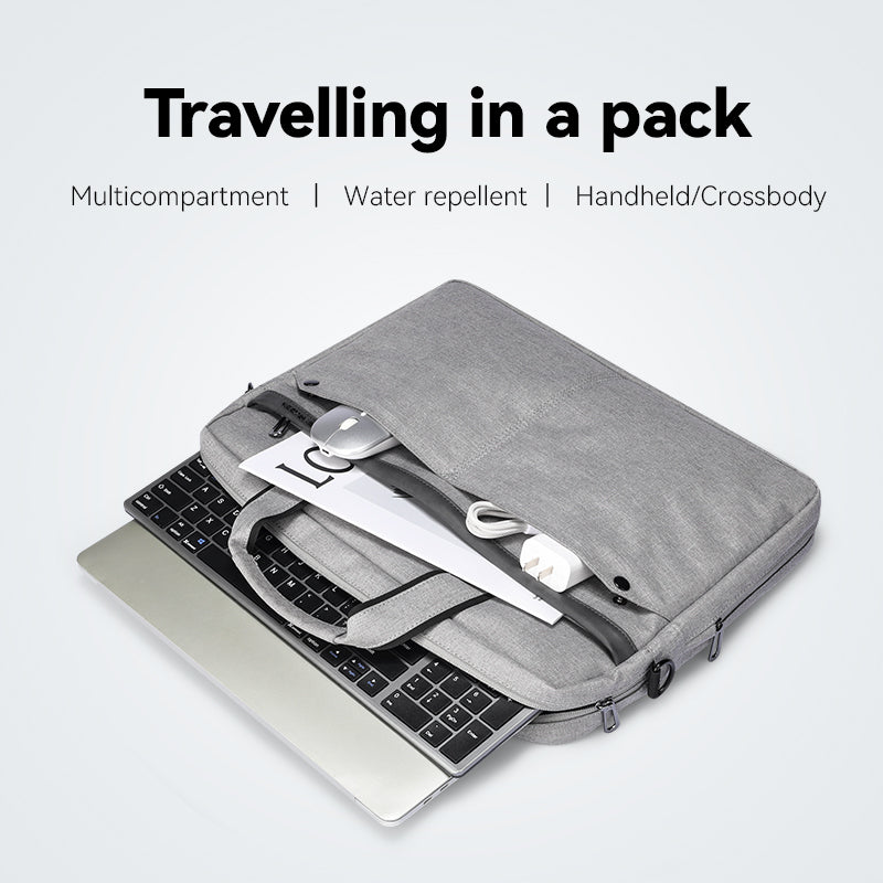 MarkRyden gray multicompartment tech commuter briefcase with laptop