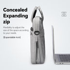 Gray MarkRyden Tech Commuter Briefcase for 14/15.6 inch laptops with concealed expanding zip (expandable 4cm) and textured fabric design.