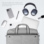 MarkRyden gray tech commuter briefcase holds mouse, headphones, laptop - anti-theft design