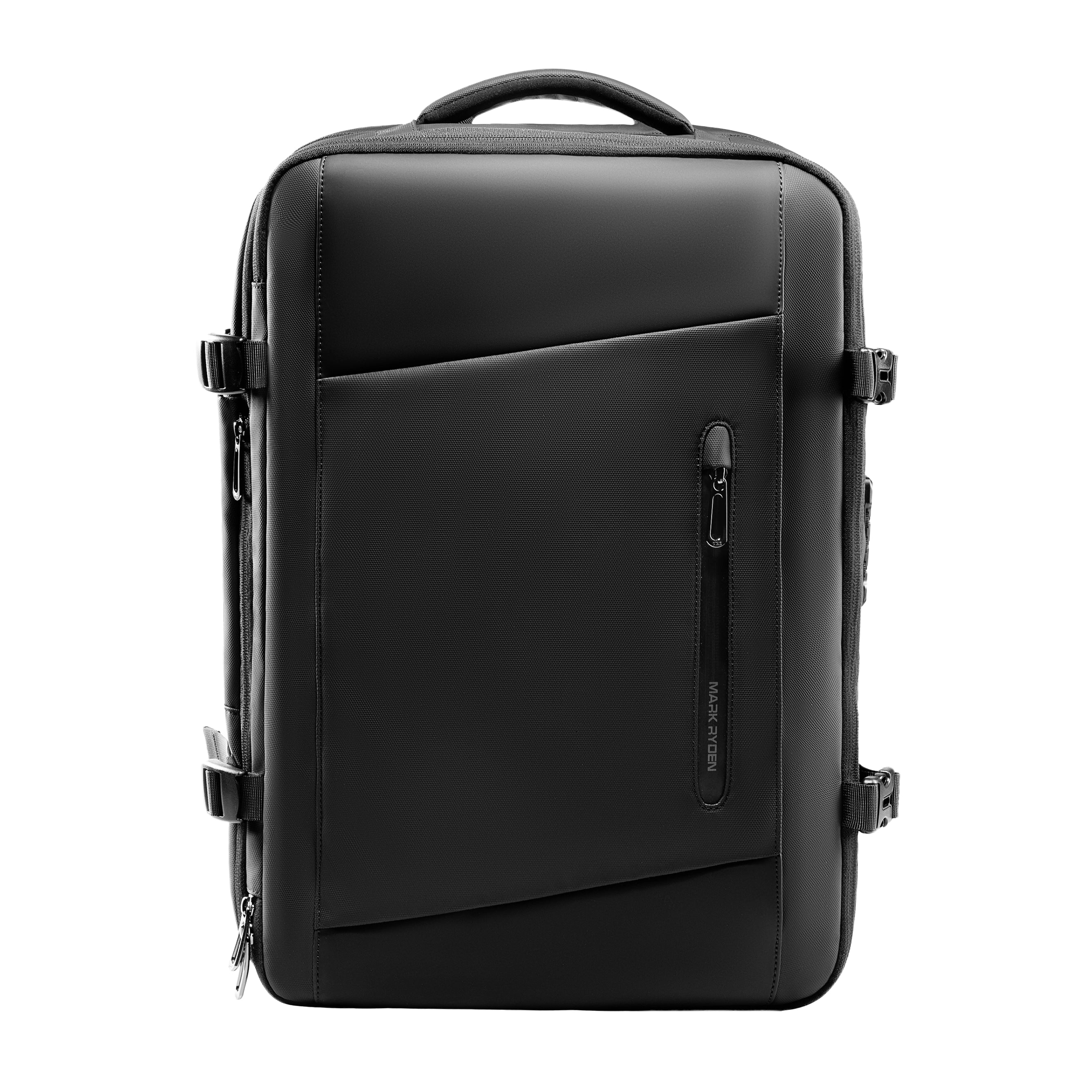 Mark Ryden black anti-theft compression backpack with multiple compartments