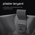 Dark gray anti-theft bag with pliable lanyard and X-shaped hook hole | MarkRyden Global