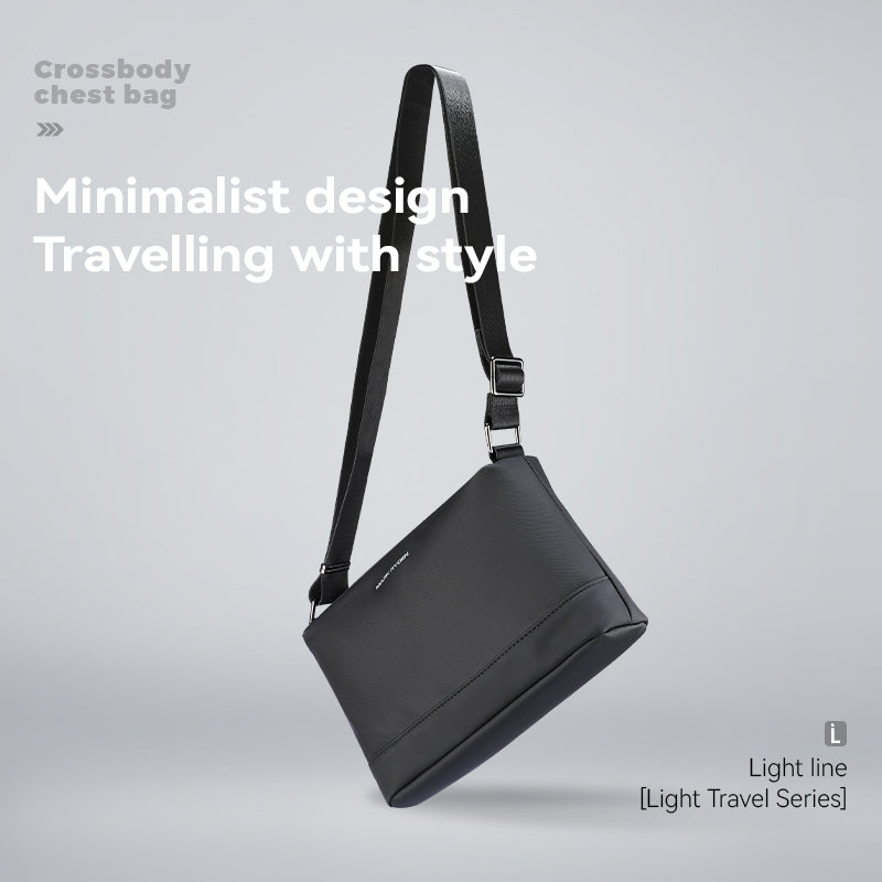 Black minimalist crossbody bag with adjustable strap - lightweight waterproof design for everyday travel