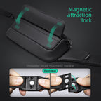 Black cross-body sling bag with magnetic lock & shoulder strap buckle - Mark Ryden Global