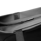 Gray textured patchwork laptop tote bag with zipper detail for professionals