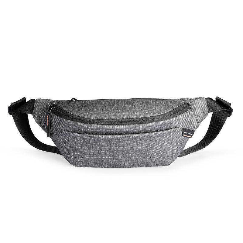 Gray textured Mark Ryden daily crossbody bag with zip pockets and adjustable strap
