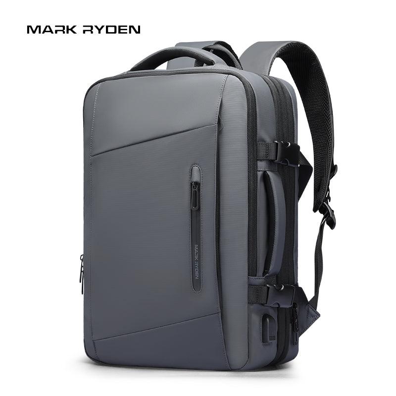 Mark Ryden gray expandable laptop backpack with zippered compartments