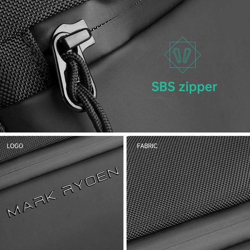 Mark Ryden Global Fingon III waterproof crossbody bag with SBS zipper and embossed logo